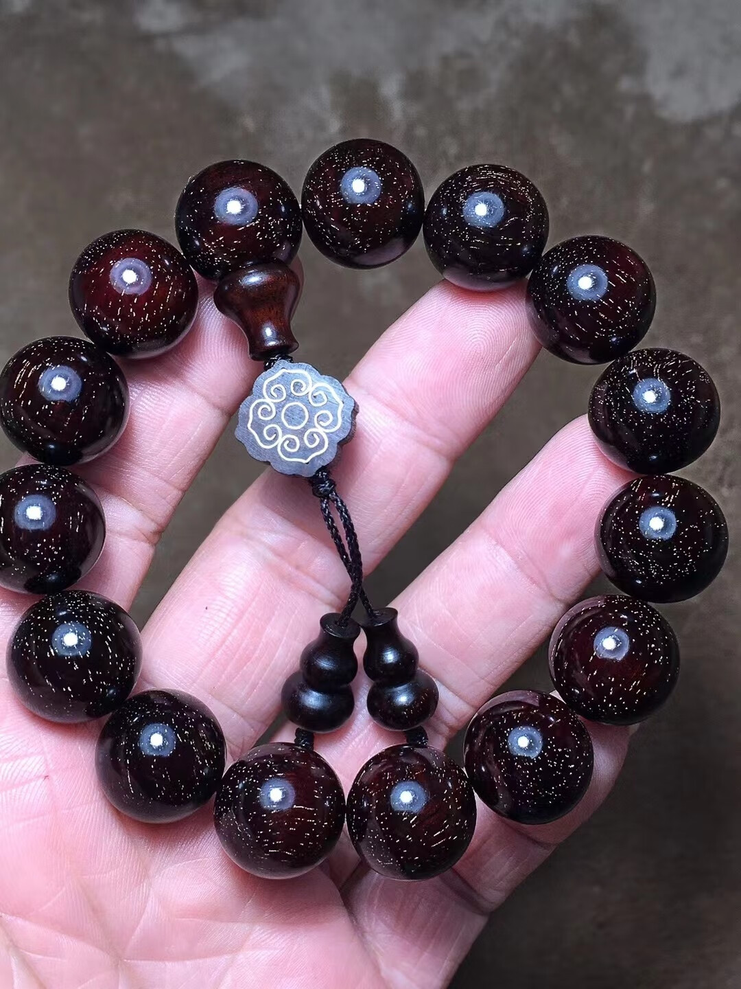 配鉴定证书印度小叶紫檀15cm15颗满星高油密大粗星乱纹金星材质细腻