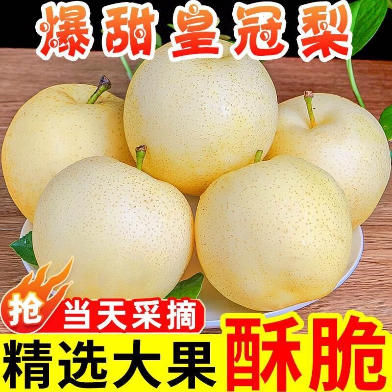 果迎鲜皇冠梨 河北皇冠梨 梨子 脆梨酥梨 新鲜水果 生鲜 净果4.5斤带箱5斤装