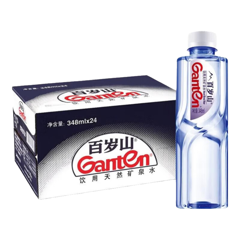 【17.9包邮】百岁山 饮用天然矿泉水 348ml*12瓶