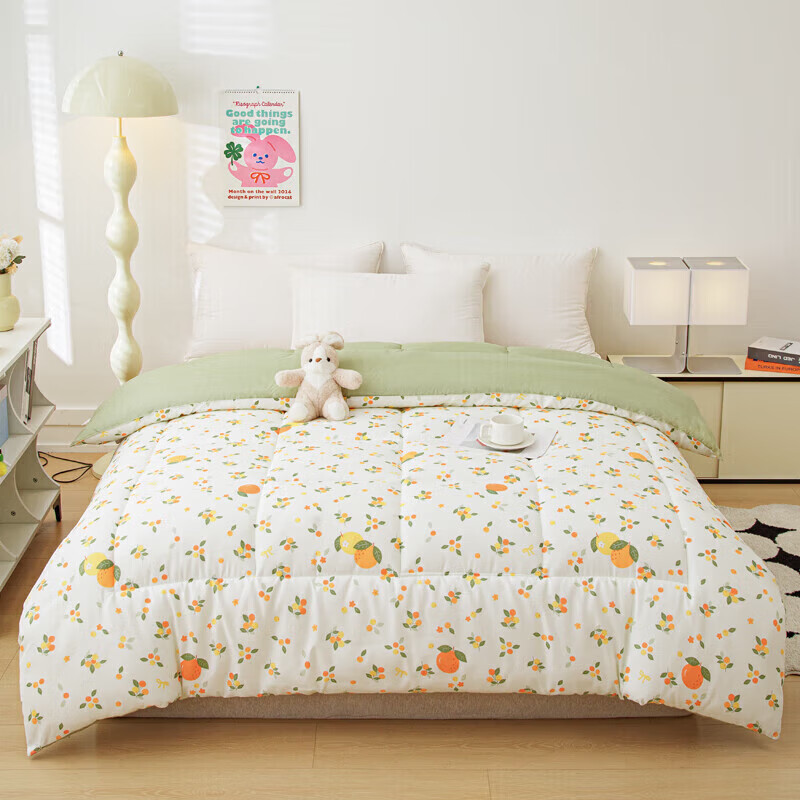 【69.9包邮】软贝 秋冬A类羽丝棉加厚冬被约5斤 柠檬200x230cm