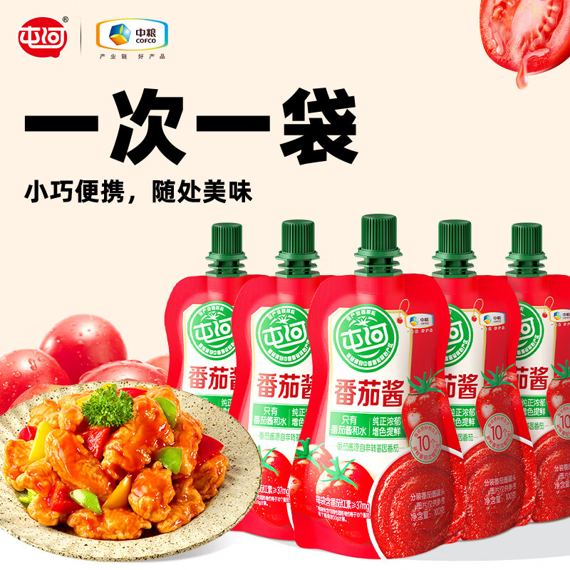 【旗舰店】屯河 番茄酱 100g*5袋