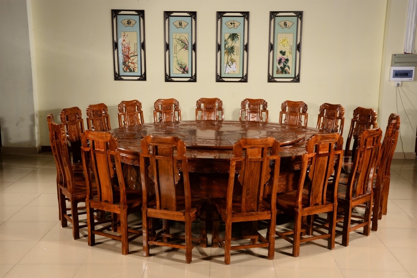 国标红木刺猬紫檀圆桌直径2.