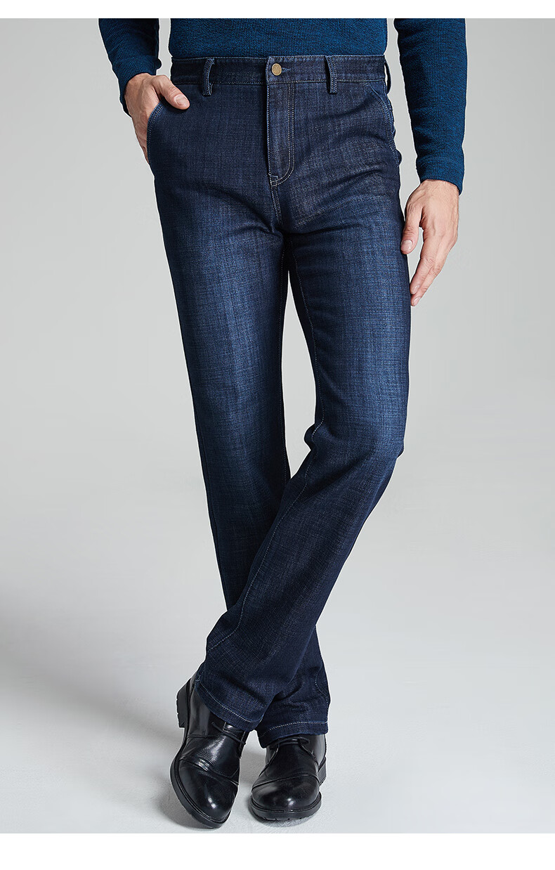 百斯盾男裤2018年新款商务牛仔裤直筒休闲秋冬新品宽松长裤子男yd3h