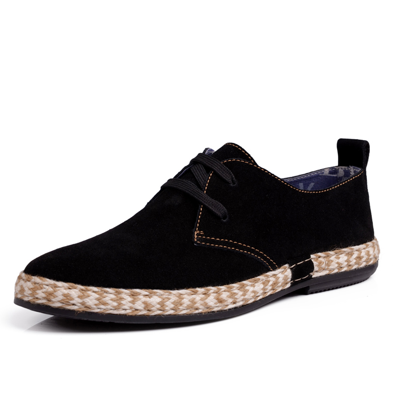 舒特 日常时尚潮流休闲皮鞋 车缝线 真皮二层皮8652 黑色 43