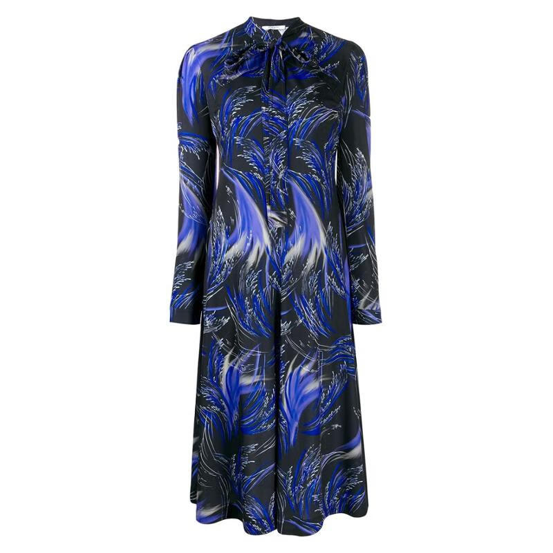 纪梵希(givenchy)女士波浪印花中长连衣裙 黑色 fr38