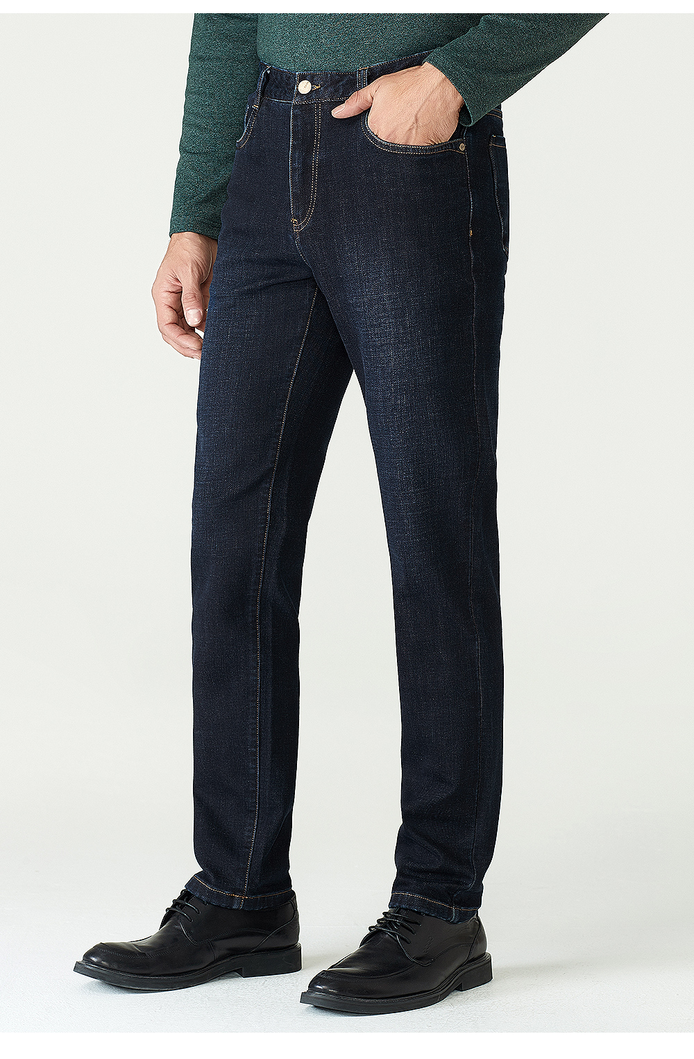 百斯盾(bestn)牛仔裤男锥裤秋冬新款小直筒修身时尚男裤休闲商务 深