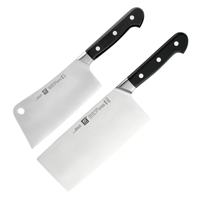 双立人(zwilling)pro中片刀菜刀斩骨刀2件套 厨房家用不锈钢刀具套装