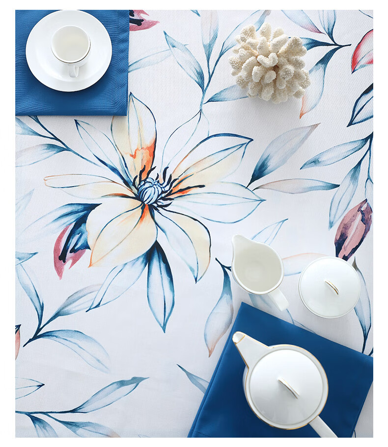 兰叙(lencier) 水彩交融的诗意氛围 北欧手绘印花 西餐桌布 哈洛特