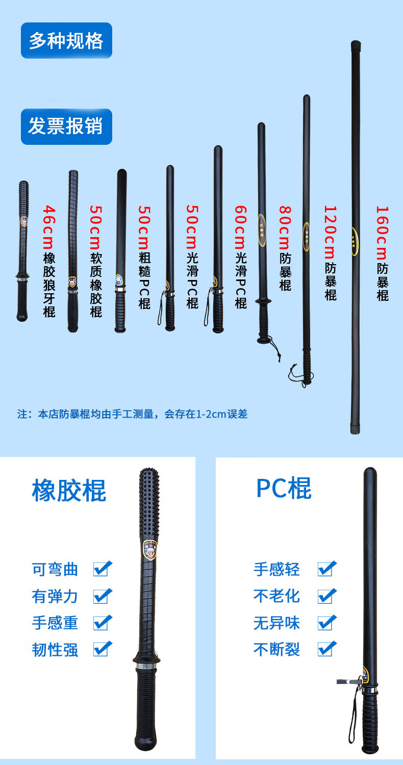 双人余 pc防暴棍防身棍保安执勤巡逻棍橡胶棒橡皮棍防身安保器材用品