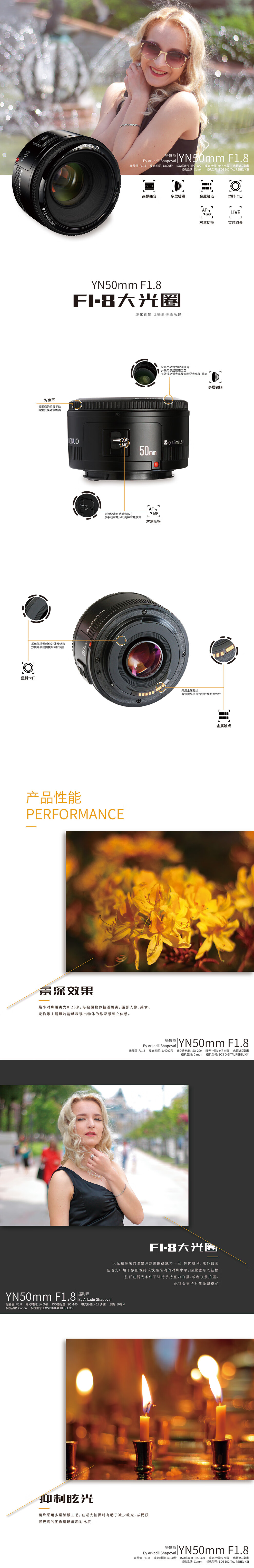 永诺yn50mm F1 8全画幅自动定焦镜头佳能口小痰盂单反相机人像镜头 图片价格品牌报价 京东