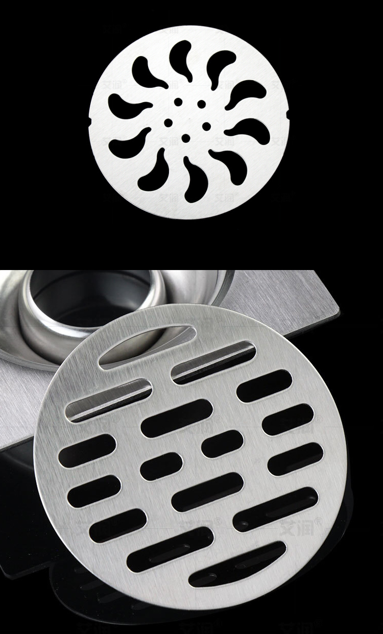 艾润不锈钢地漏盖板不带碗圆形卫生间阳台淋浴房盖子背面无碗下水快防