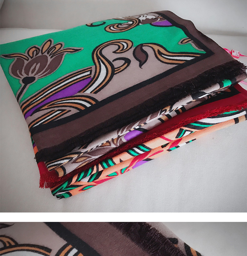 瑞蚨祥丝巾高档真丝围巾ab双面真丝拉绒披肩秋冬季桑蚕丝长巾礼盒装