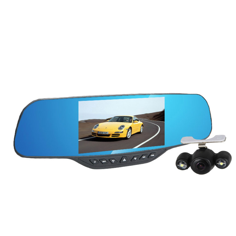 任e行v8后视镜1080p高清广角夜视行车记录仪双镜头倒车影像 橙色