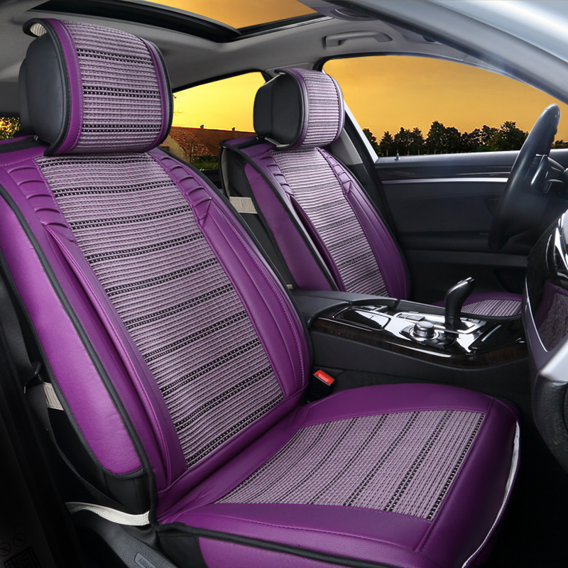 夏季冰丝车垫套 专车定制透气坐垫套 紫色标准版 大众朗行/新朗逸