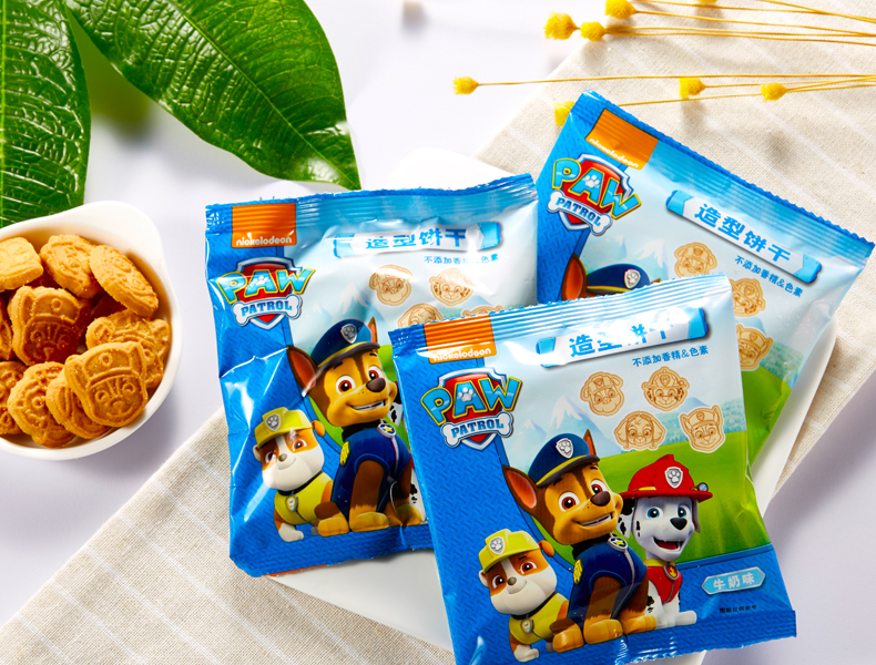 亿智小狗汪汪队立大功卡通造型饼干牛奶味蛋黄味酥性儿童零食120g2盒