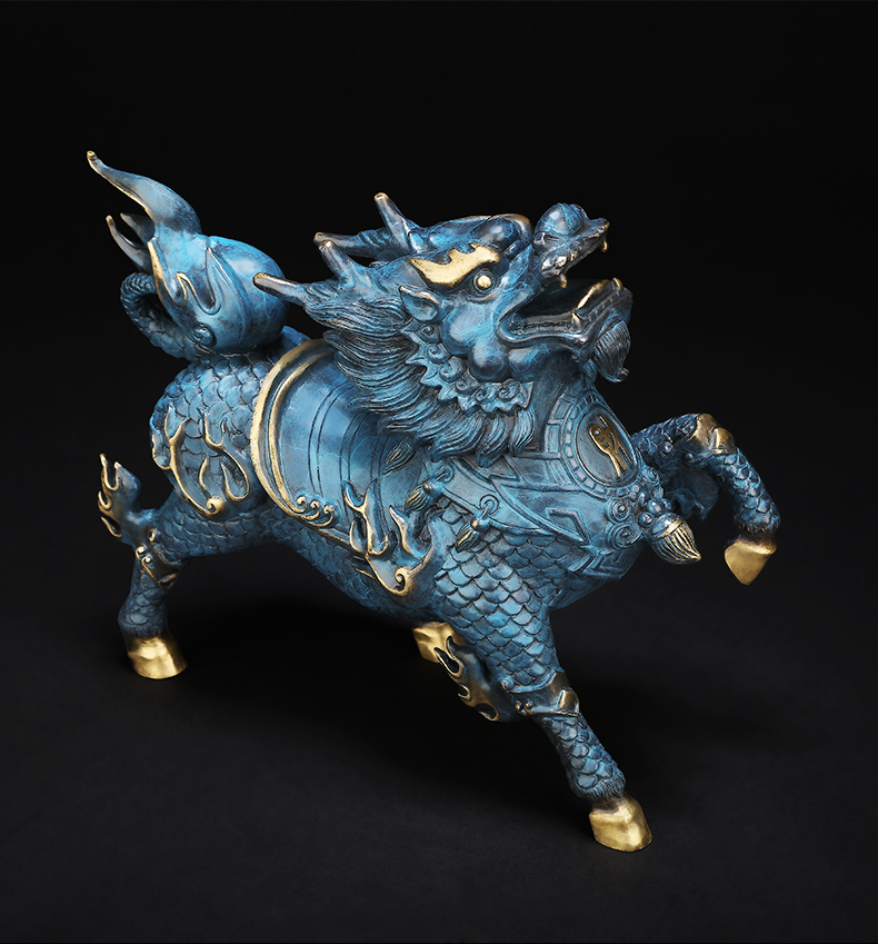 吉善堂 全铜风火麒麟摆件工艺品 家居客厅办公室玄关风水电视柜酒柜