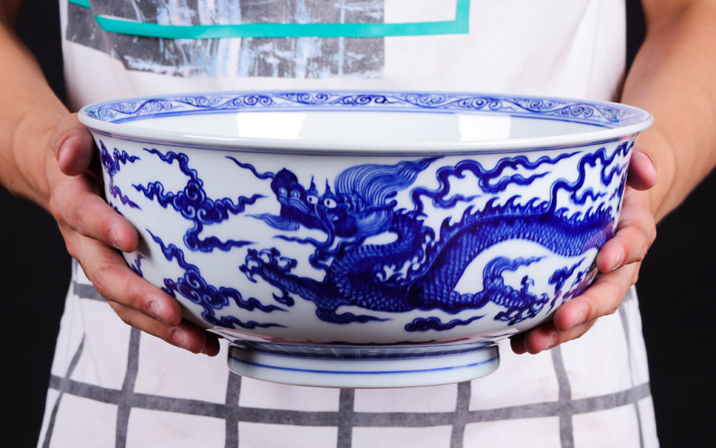 长物居景德镇瓷器大碗面碗手绘青花瓷碗手工陶瓷大海碗装饰碗摆件9