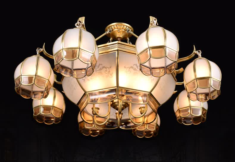 沙尔克shaerke欧式led全铜吊灯矮户型美式客厅卧室餐厅半吊灯饰焊锡灯