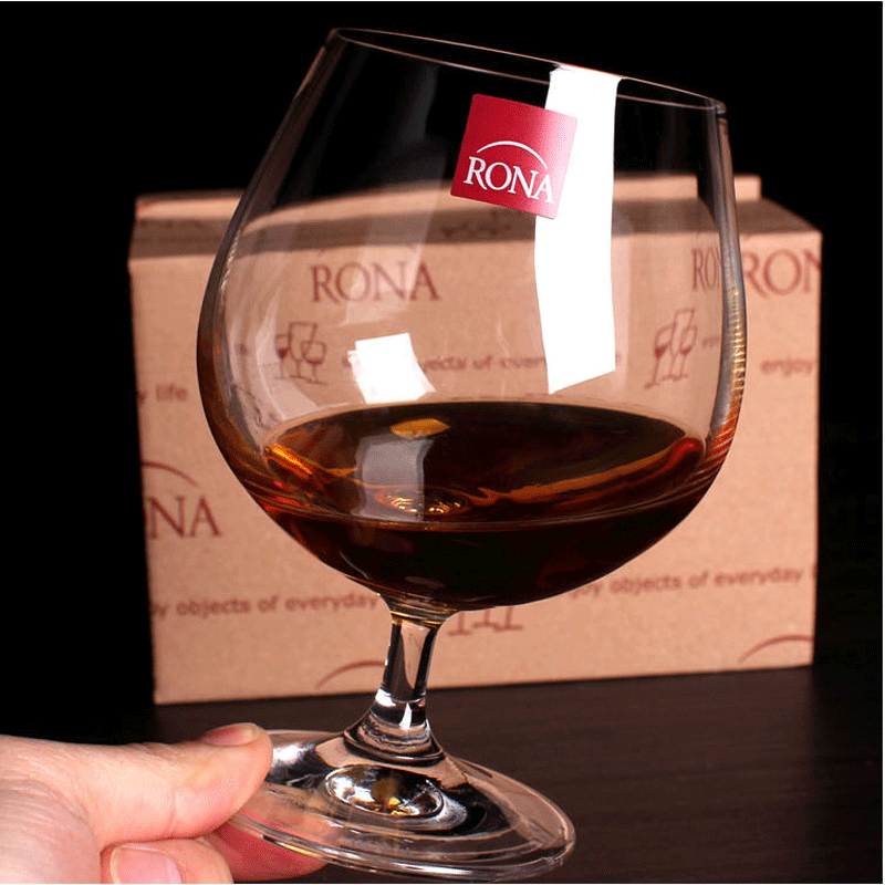 捷克进口rona大号水晶白兰地酒杯洋酒杯红酒杯轩尼诗高矮脚干邑杯 400