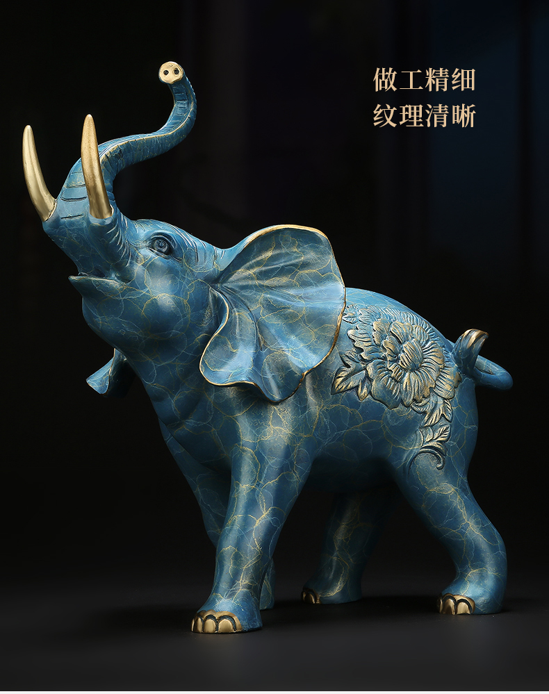 吉善缘全铜大象摆件一对如意富贵风水象家居招财装饰品艺术品客厅酒柜