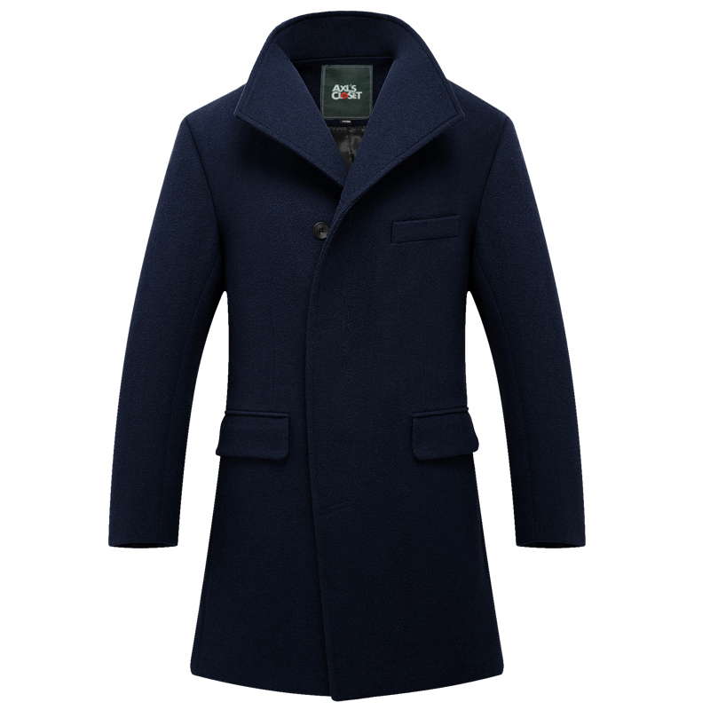 axls closet 春秋季男士毛呢大衣韩版修身夹克外套羊毛呢子风衣 深