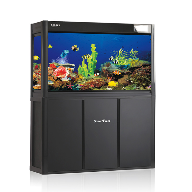 森森新款鱼缸 上过滤大鱼缸 hla-1258e1水族箱带水泵1.2米 黑色