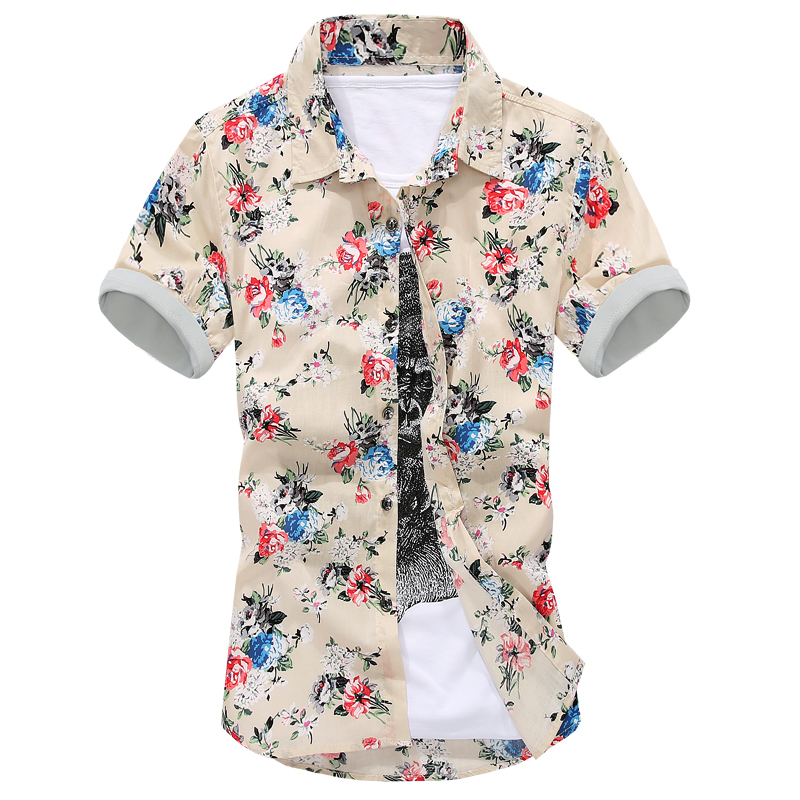 佰诗尼 2015春夏男潮流花衣服英伦小碎花衬衣潮男韩版修身短袖衬衫 14